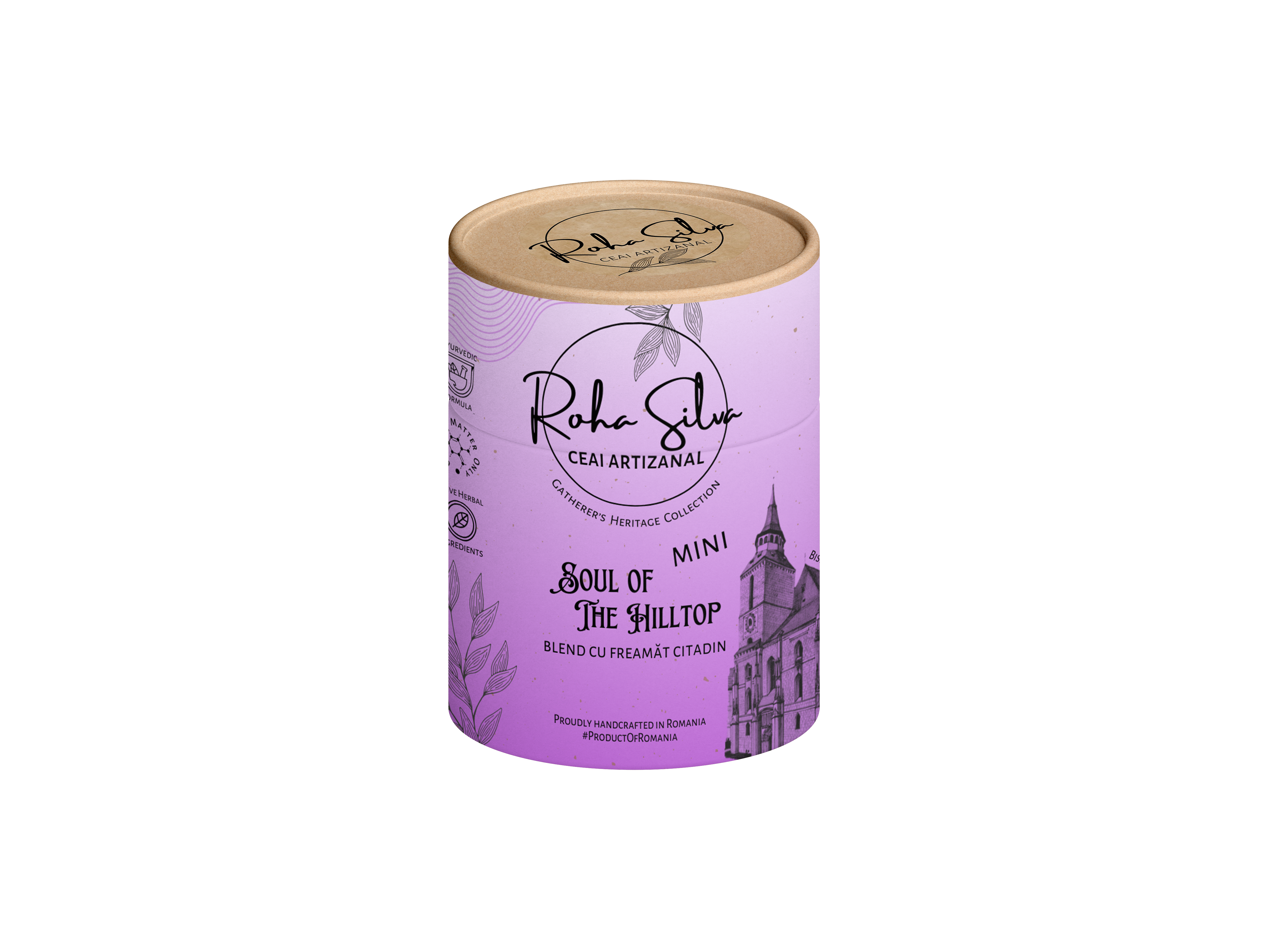 Ceai artizanal mini „Soul of the Hilltop” Blend revigorant cu mure, cătină, măceșe, soc și mentă 30g